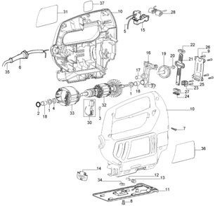 Page A Diagram and Parts List for JS200-AR 2 Black and Decker Jig Saw
